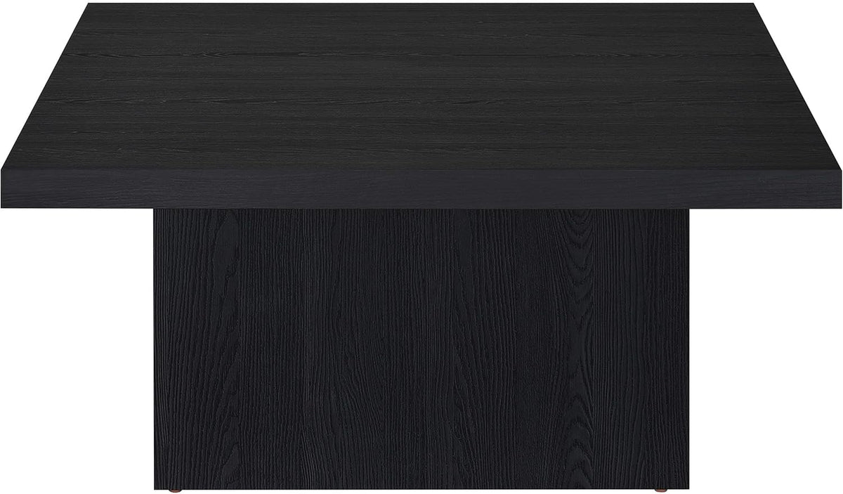 Coaster Home Furnishings - Devar - Wood - Square Coffee Table with Pedestal Base, Geometric Design and Contemporary Style - Living Room - Black - 706408