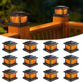 NIORSUN 4x4 Post Solar Lights with Flame Light &3 Color Temps,12 Pack Black