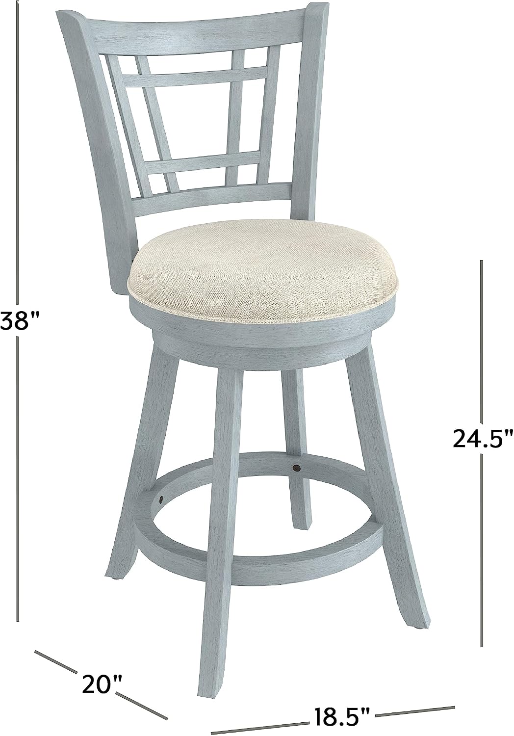 Hillsdale Fairfox 24.5" Wood Swivel Counter Height Stool, Blue Wire Brush