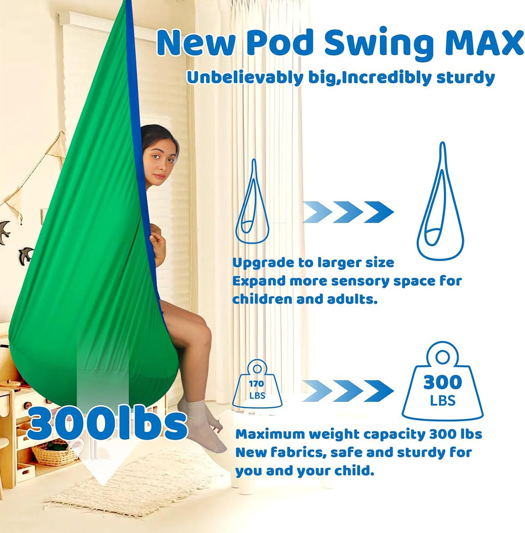 Sensory Pod Swing Hanging Seat Hammock Chair (Green)