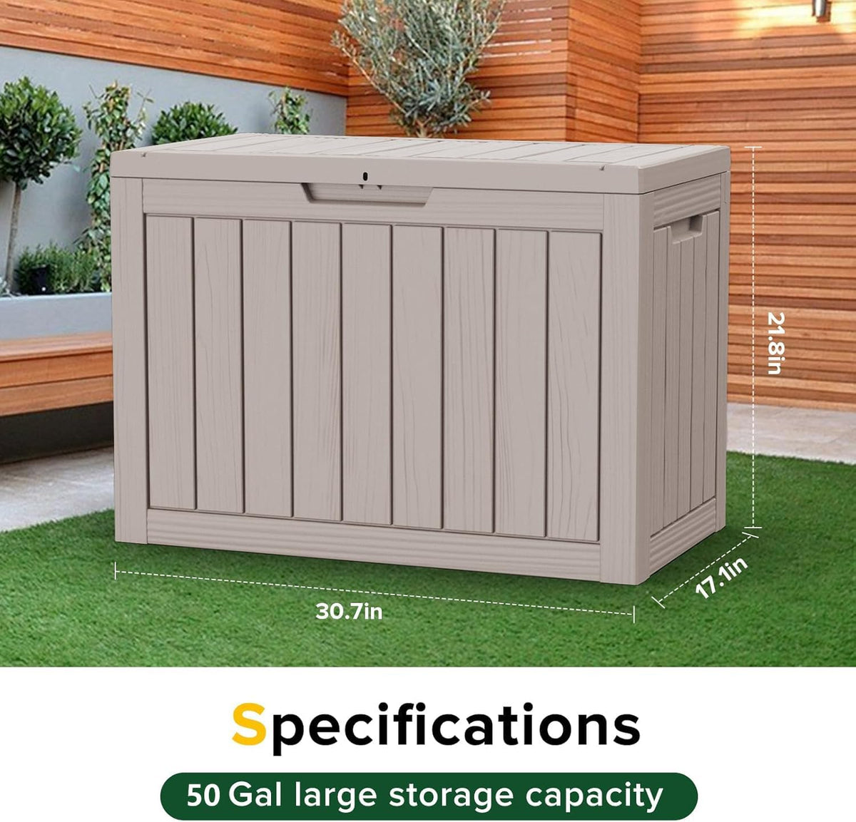 EasyUp 50 Gallon Outdoor Storage Box Waterproof Lockable Deck Boxes