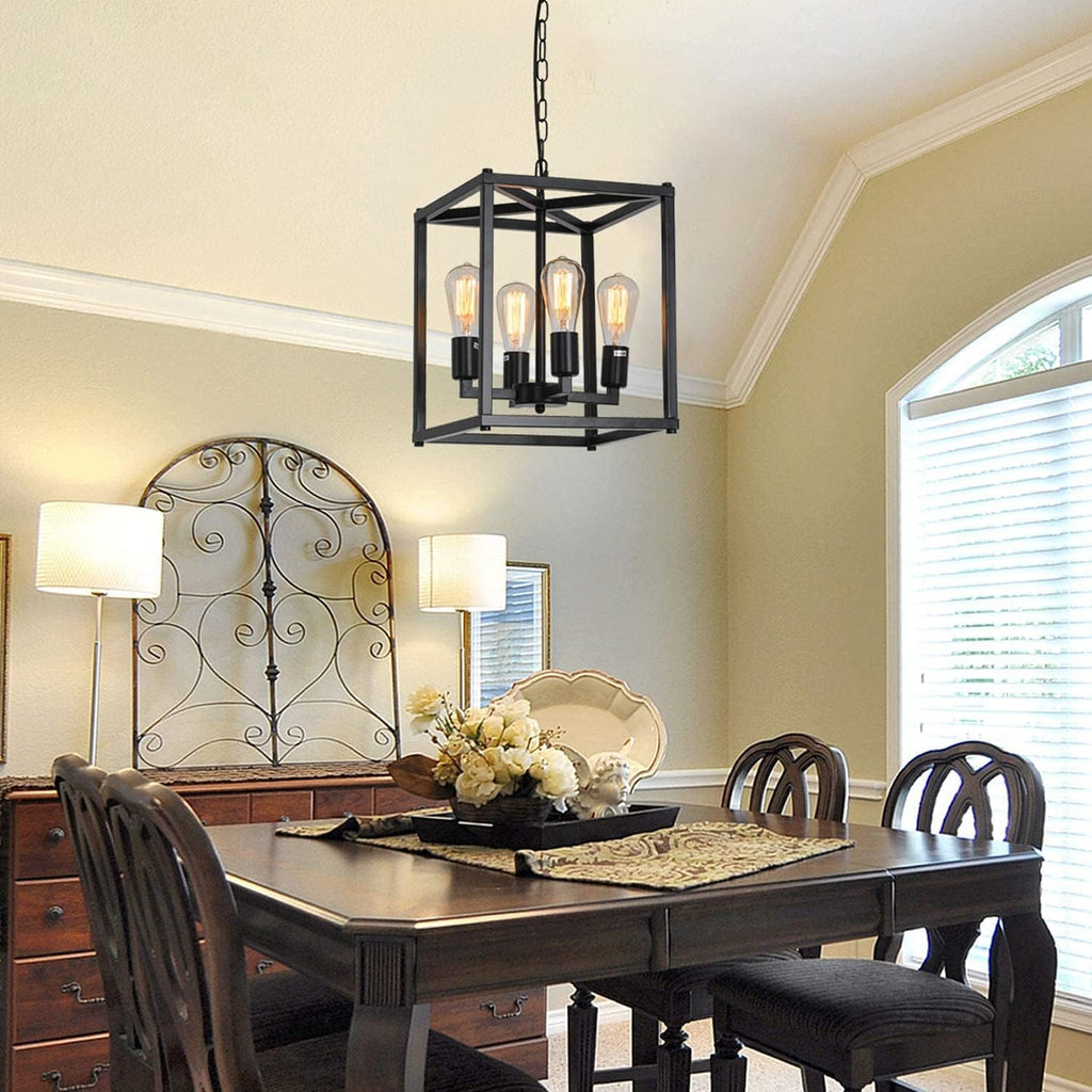 lanhall 4-light farmhouse chandelier fixture rustic industrial pendant shown in use