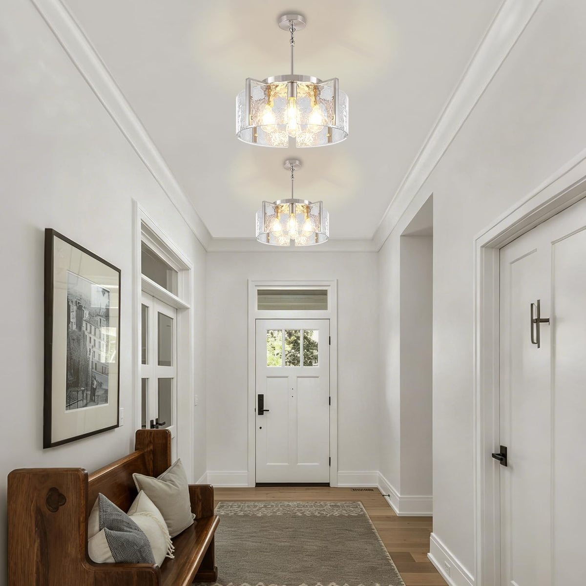 Modern Brushed Nickel Dining Room Light Fixture 4 Lights Chandeliers