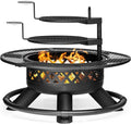 Panovue 47 Inch Outdoor Wood Burning Fire Pit with 2 Grills Extra Large