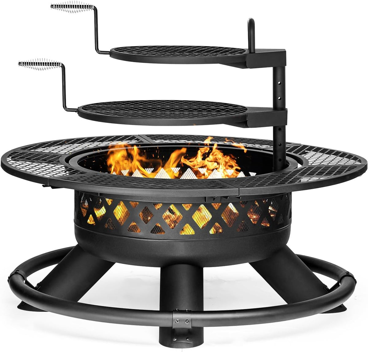Panovue 47 Inch Outdoor Wood Burning Fire Pit with 2 Grills Extra Large