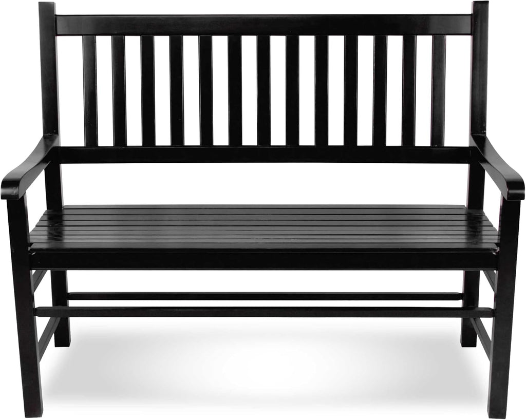 shine company eden outdoor garden bench – black, close-up detail