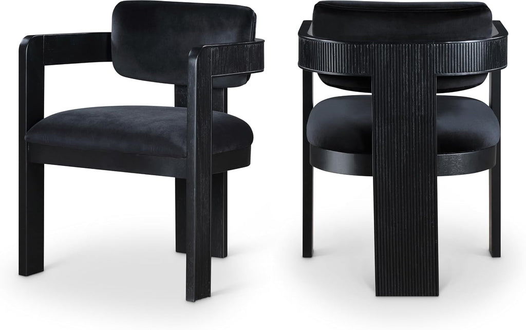 Meridian Furniture Sacha Velvet/Rubberwood Dining Chair, Black, Set of 2