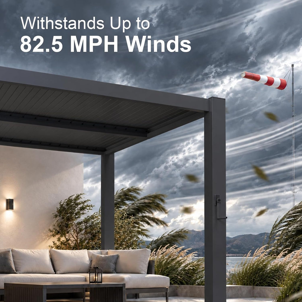 Aoxun Louvered Pergola 10x12, 3.8" Thick Posts, 82.5 MPH Wind Resistance