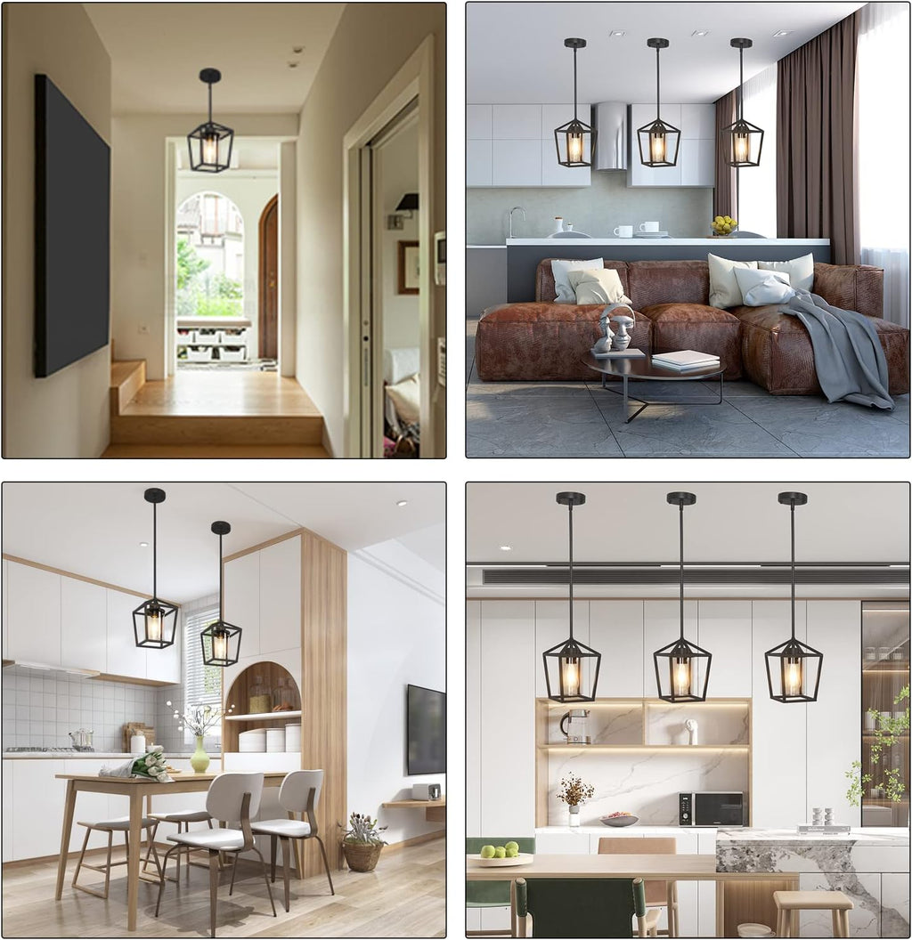 black kitchen island pendant light,1-light modern farmhouse hanging shown in use