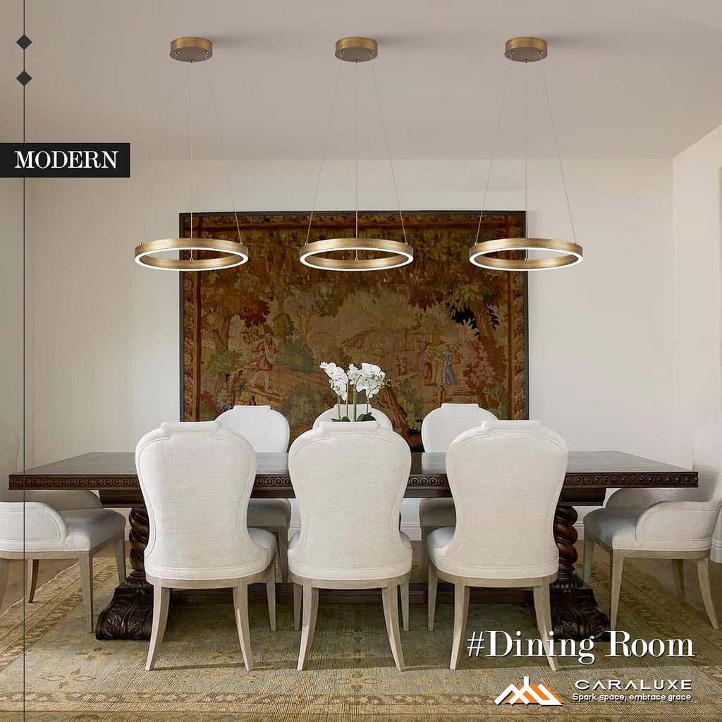 12in LED Ring Chandelier Brass Gold Modern Dimmable Pendant Light