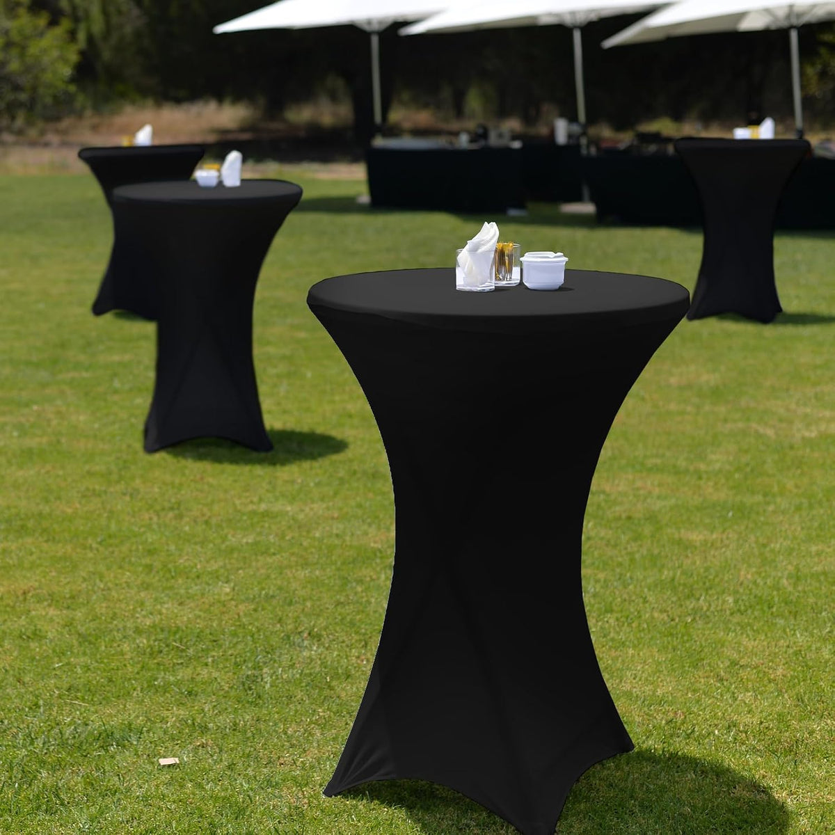 Wenqik 2 Sets 32"x43" High Top Folding Cocktail Tables & Covers,Black