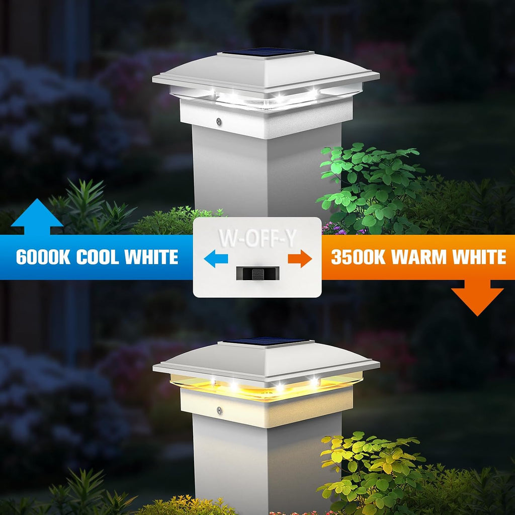 VOLISUN White Solar Post Cap Lights, Warm White Fence Lights 12 Pack
