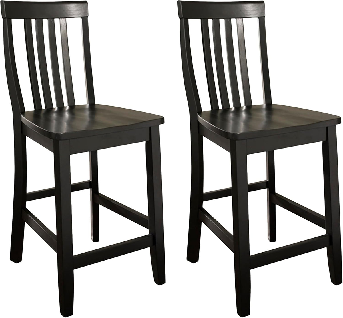 Crosley Furniture School House Slat Back Counter Stools, Set of 2, 24"