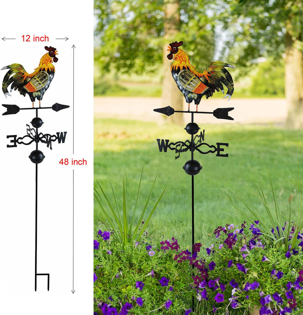 48 in. Metal Weather Vane for Garden Decor Farmhouse Decorative with Rooster Ornament Wind Vane Weathervanes