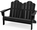 SERWALL Folding Adirondack Bench, HDPE Outdoor Bench, 660lbs Cap, Black