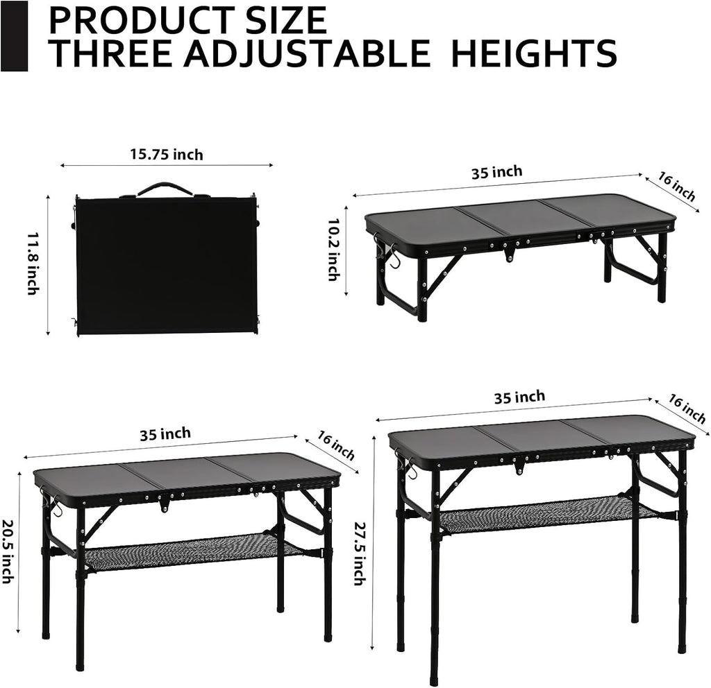 YihuiKo Folding Picnic Table with Storage Net, Foldable Camping Table