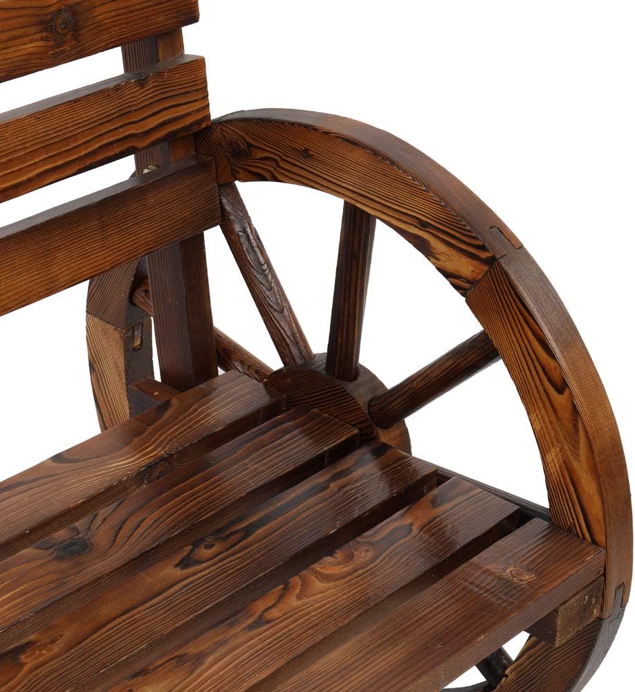 Outvita Wooden Garden Bench Seats 2 Person Carbonized for Garden