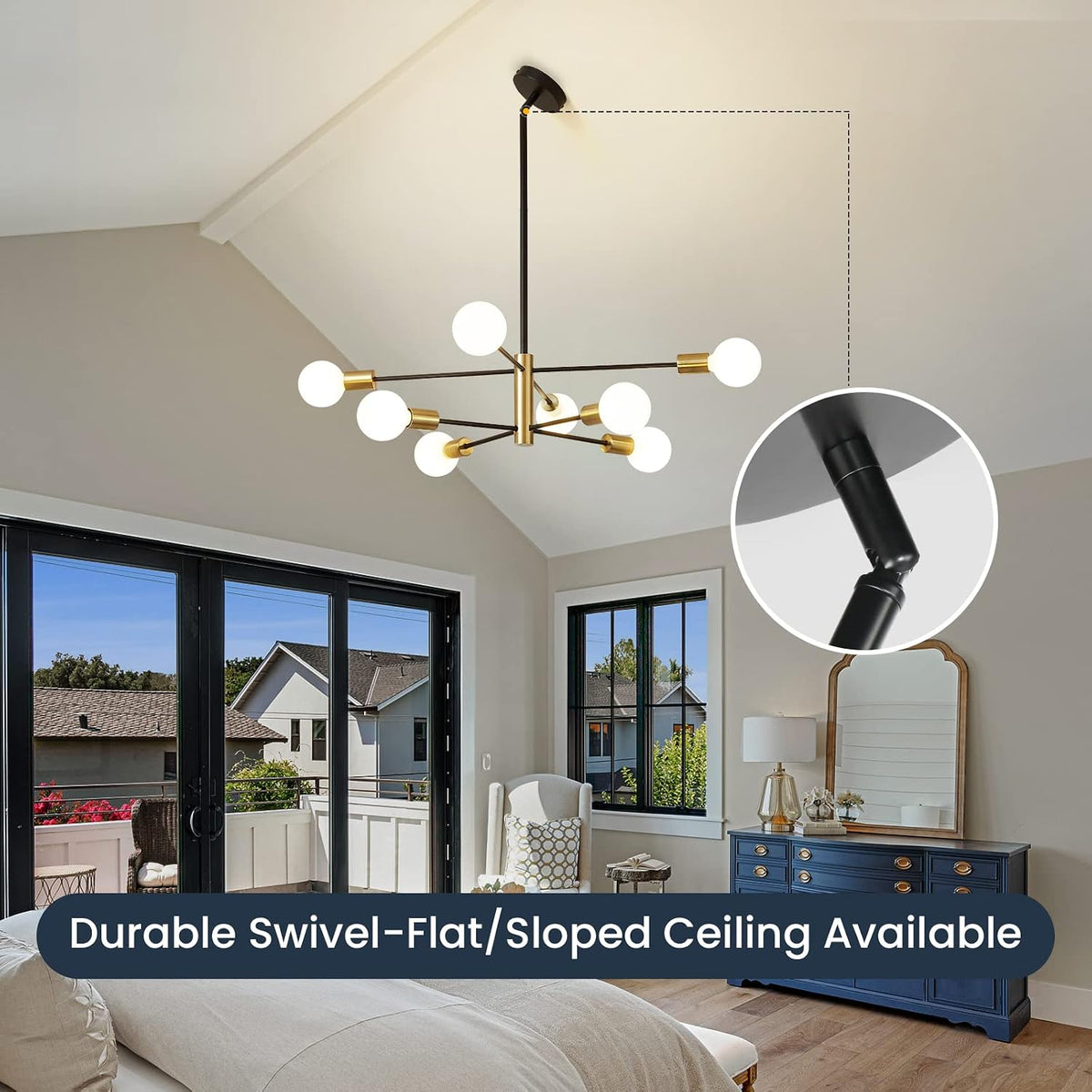 ruiyey modern sputnik chandeliers black and gold mid showing dimensions