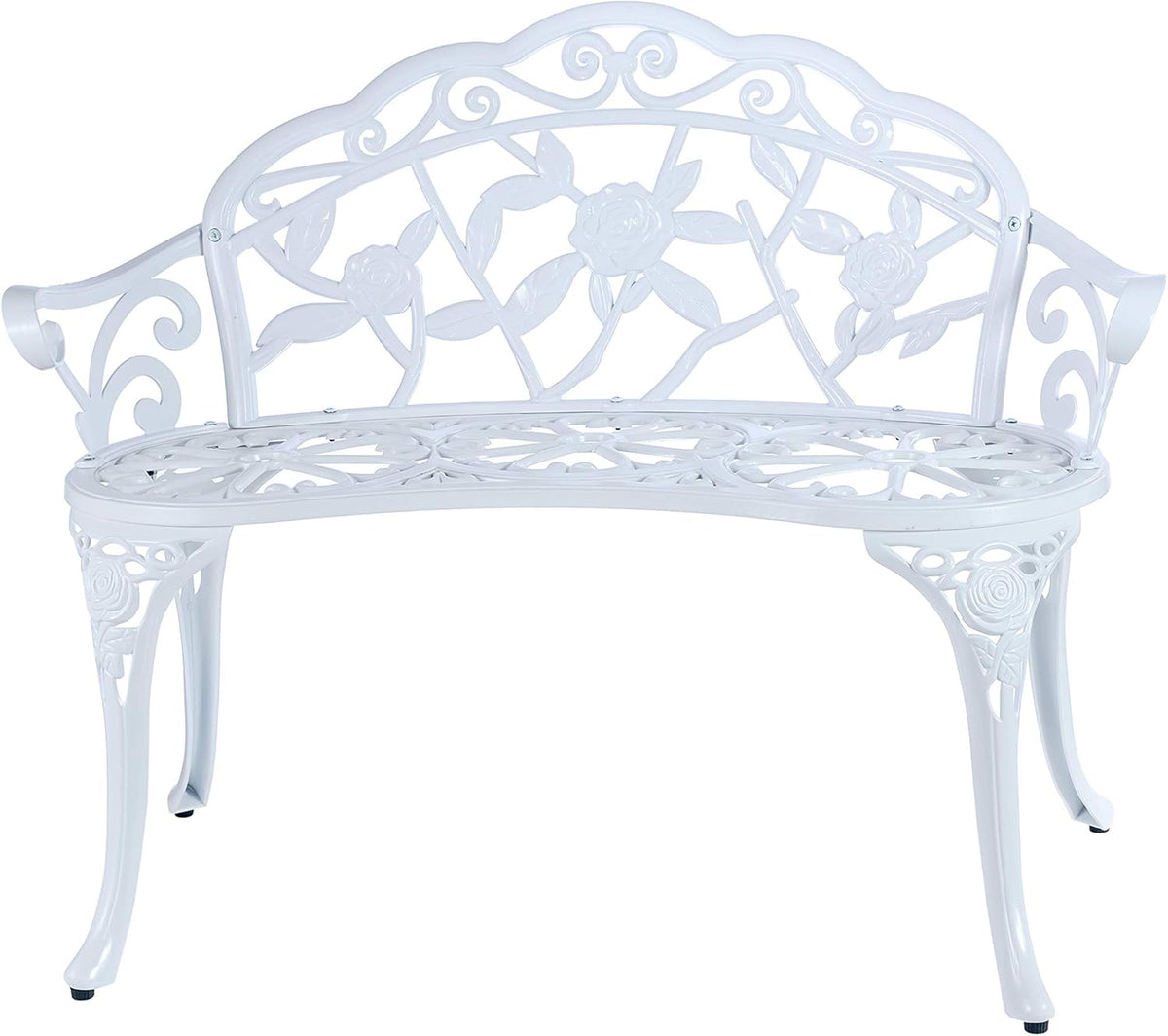 Patio Balcony Bench Double Seat, Anti-Rust Cast Aluminum Patio Garden Bench for Park Yard Outdoor Furniture White.1