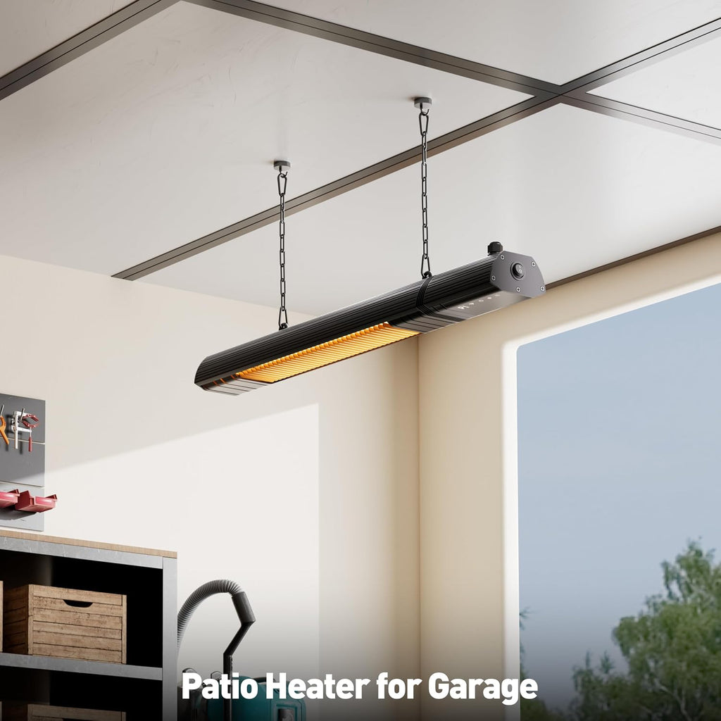 Sundate 1500W Infrared Patio Heater, WiFi App, 9 Heat Levels, 24H Timer