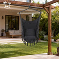 ONCLOUD XXL Hammock Chair Macrame Hanging Rope Swing Seat w/Side Pocket, Includes Drink Holder 2 Cushions Carry Bag All Hanging Hardware for Patio Bedrooms Indoor/Outdoor (Grey)