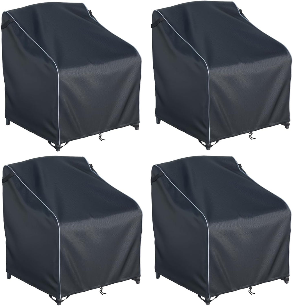 JINLI Waterproof Patio Adirondack Chair Cover 4-piece Set, Lawn/Garden Outdoor Furniture Cover, Suitable for Maximum Chair Size 32 inches Wide x 35 inches deep x 36 inches high (Black)