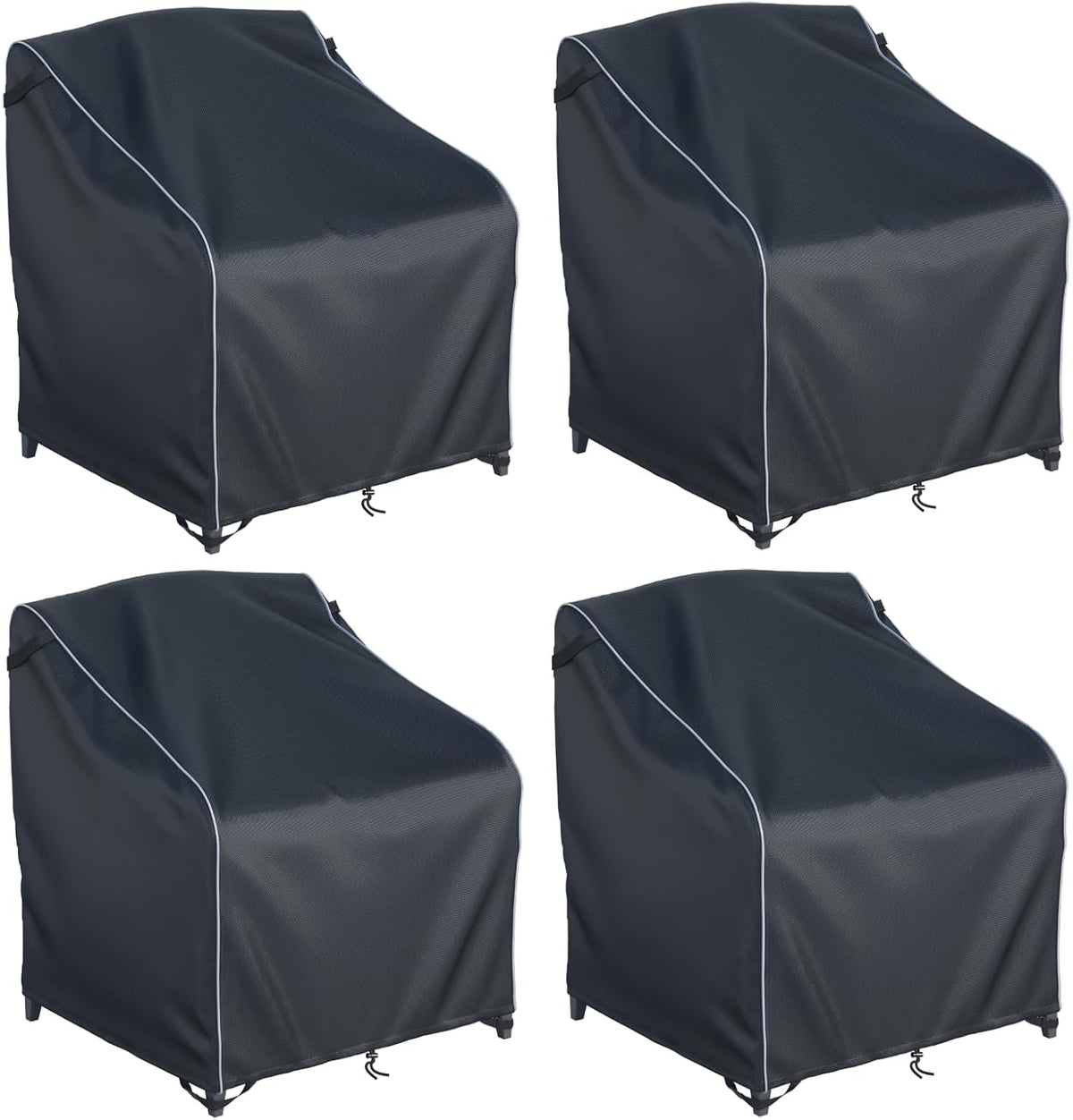 JINLI Waterproof Patio Adirondack Chair Cover 4-piece Set, Lawn/Garden Outdoor Furniture Cover, Suitable for Maximum Chair Size 32 inches Wide x 35 inches deep x 36 inches high (Black)