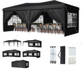 10x20 Pop Up Canopy Tent with Sidewalls, One-Push Instant Setup Waterproof Outdoor Canopy, 3 Adjustable Height Portable Canopy for Outdoor Events, Wedding, Market Stall
