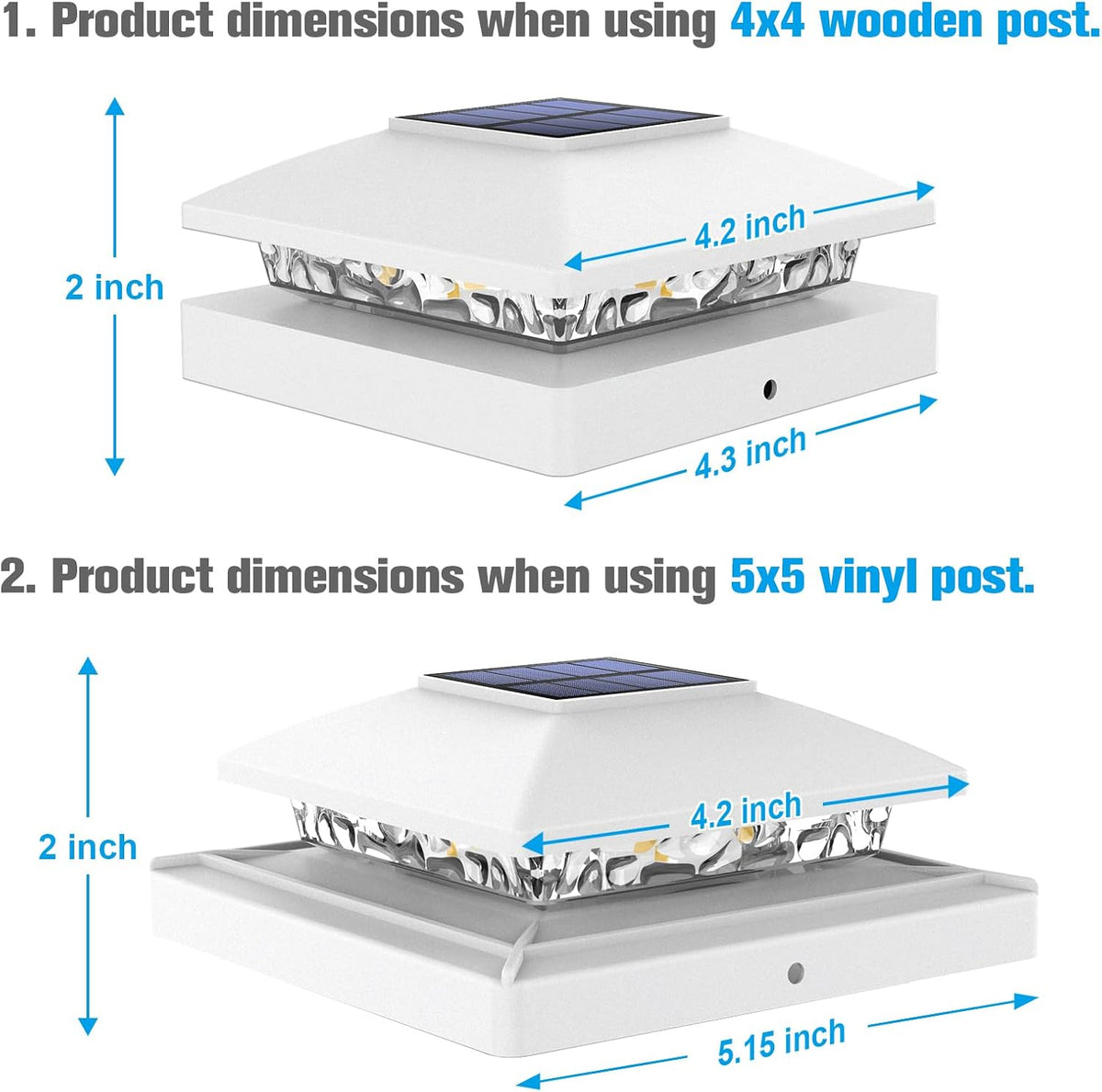 VOLISUN 4x4 Solar Post Cap Lights, 12 Pack White Waterproof Fence Lights