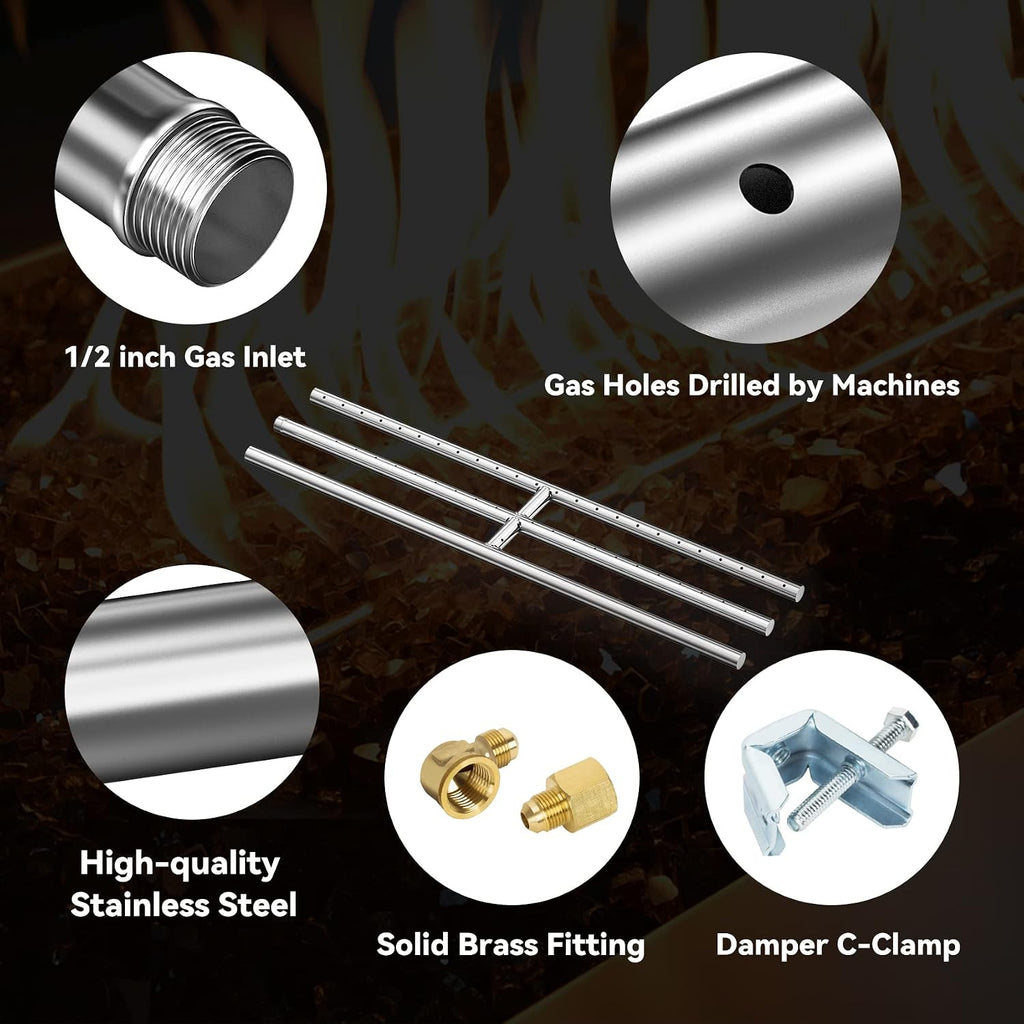 Skyflame 24" x 6" Rectangular Gas Fire Pit H-Burner