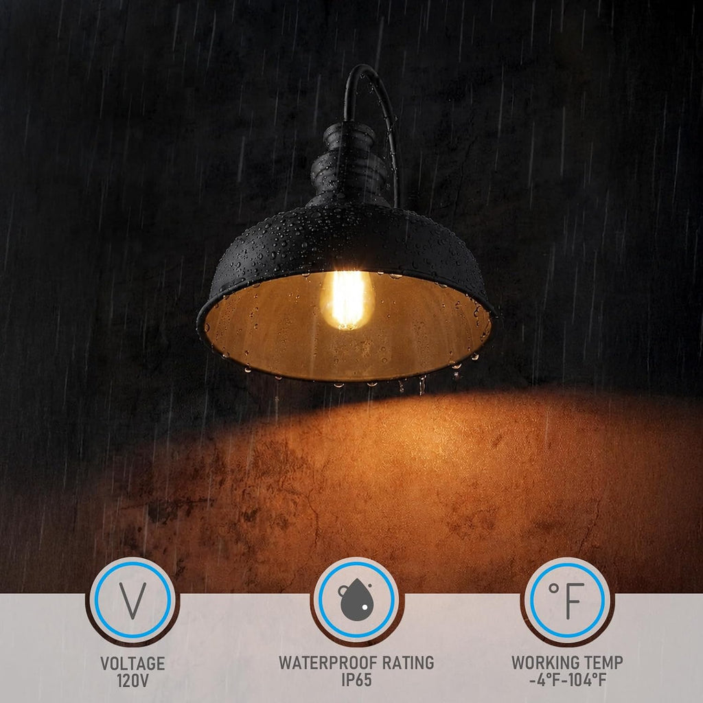 LEONLITE 11 Inch Outdoor Gooseneck Barn Light, E26 Base, Black