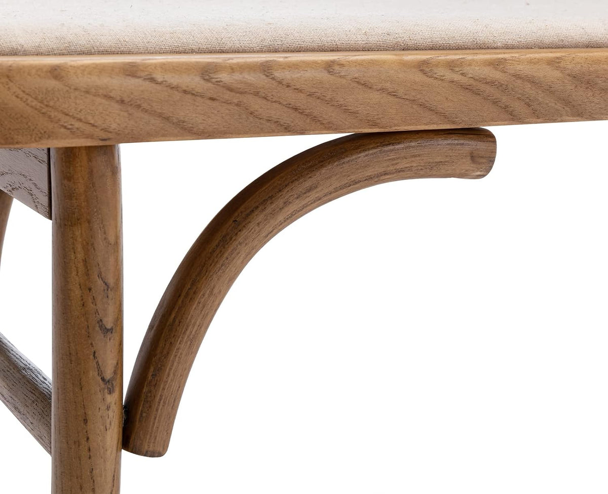 Kmax Upholstered Bench Fabric Entryway Bench Rustic Solid Wood 45 Inch for Living Room/Hallway/Bedroom, Beige