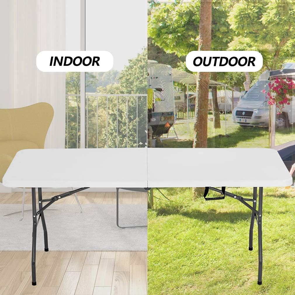 FDW | 6FT Folding Table | White | Portable Plastic Table