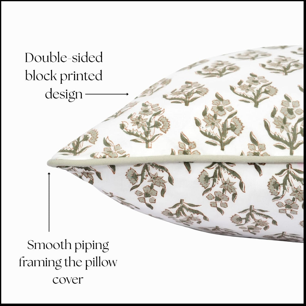 Set of 2 Pillow Covers 20x20 inches Floral Pillow Covers Green Farmhouse Pillow Covers for Living Room Couch Bed Throw Pillow Covers Boho Home Decorative Pillow for Spring Summer