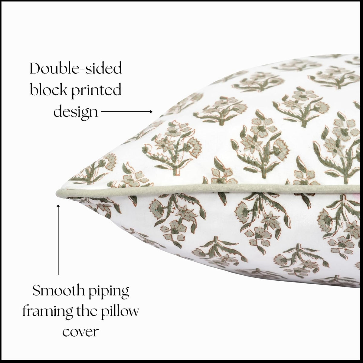 Set of 2 Pillow Covers 20x20 inches Floral Pillow Covers Green Farmhouse Pillow Covers for Living Room Couch Bed Throw Pillow Covers Boho Home Decorative Pillow for Spring Summer