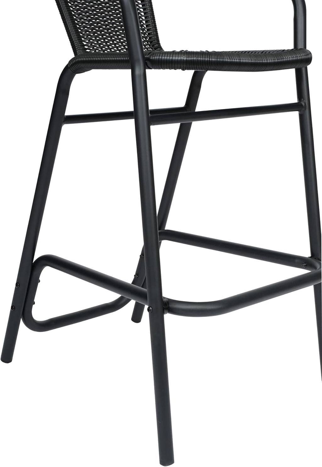 Flash Furniture PE Rattan Indoor/Outdoor Restaurant Barstool, Black, 2-Pack