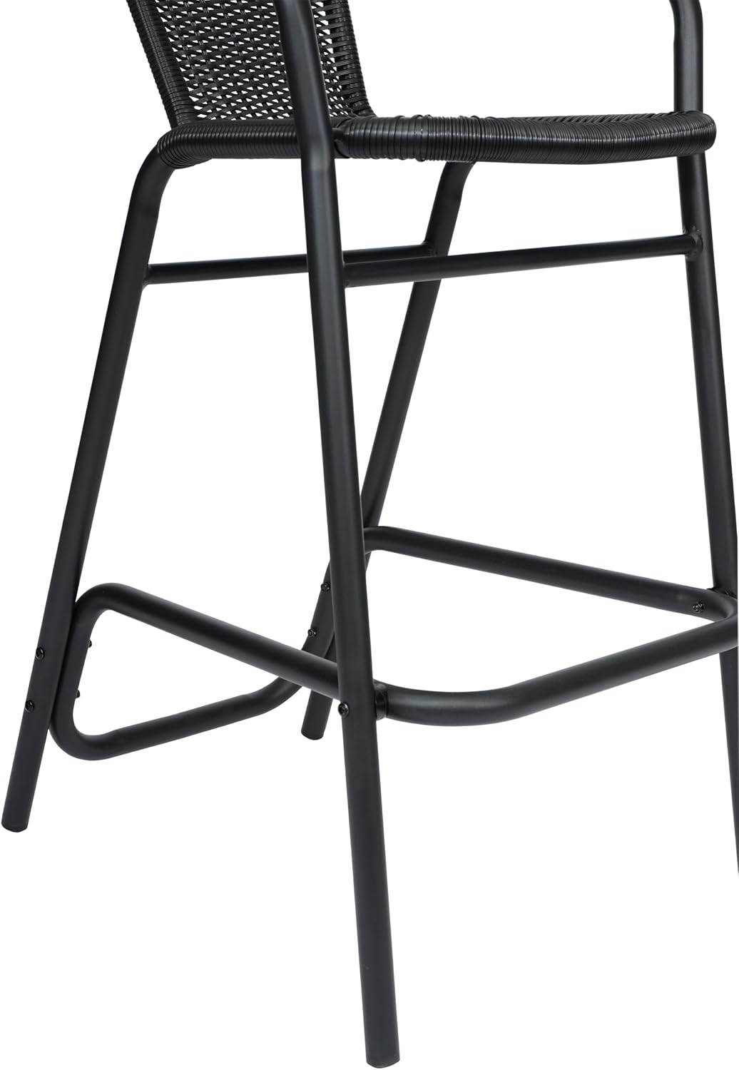 Flash Furniture PE Rattan Indoor/Outdoor Restaurant Barstool, Black, 2-Pack