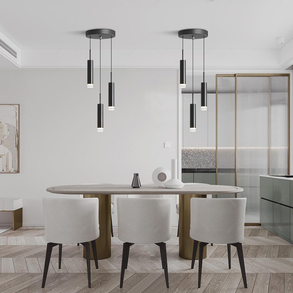 kco modern 3-light cluster chandelier matte black cylinder showing dimensions