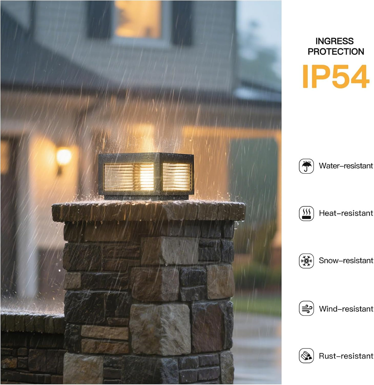 MVBT Outdoor Post Lights Hard Wired, 9.8" Glass AC100-240V Column Light