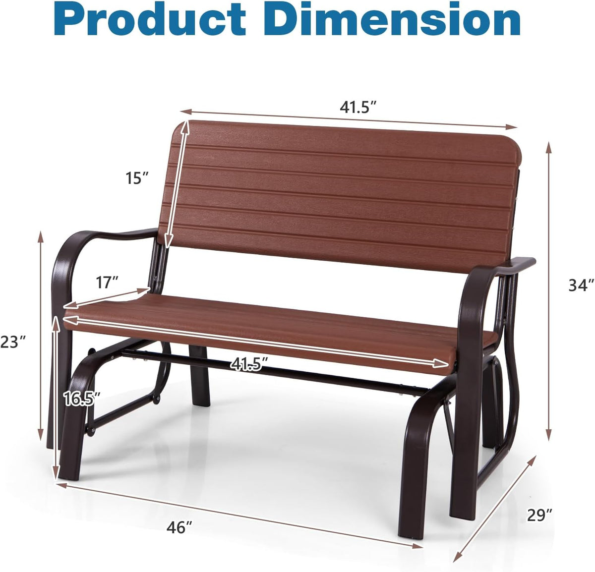 GIANTEX Outdoor Gliders for Outside Patio, Porch Glider w/Steel Frame