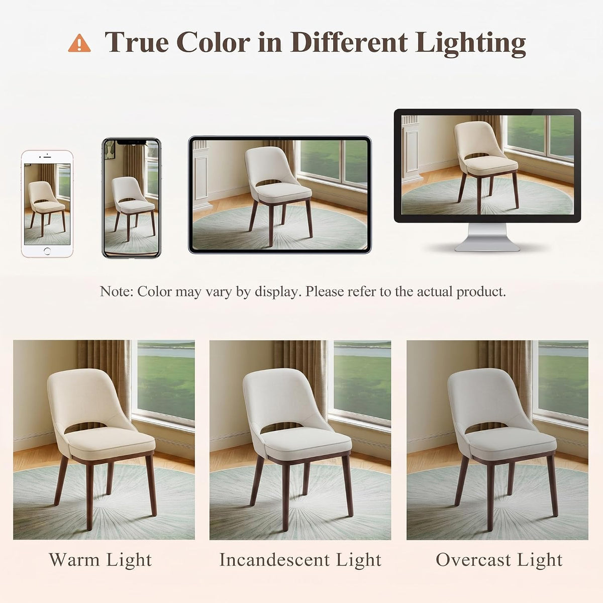 Modern Upholstered Chairs, Curved Open‑Back Fabric Kitchen Chairs(Set of 6)