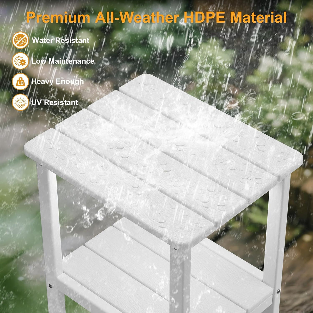 Outdoor Side Table, 17.7-Inch Patio Side Table with Adjustable Feet