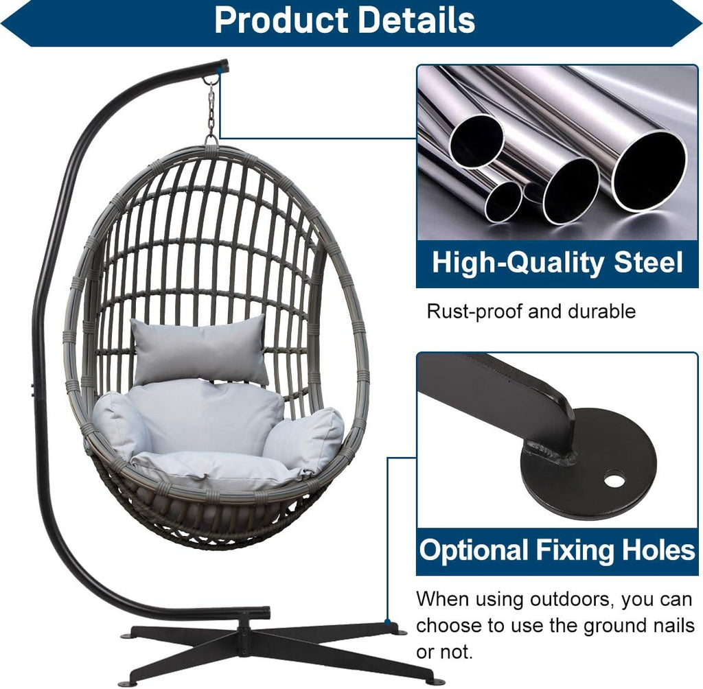 Hammock Chair Rack Portable Heavy Duty Solid Steel Holder Outdoor Indoor Hanging Chair Frame C Mount for Air Porch Swing Chair w/Weatherproof Finish,Offset Base,360 Degree Rotation-10set