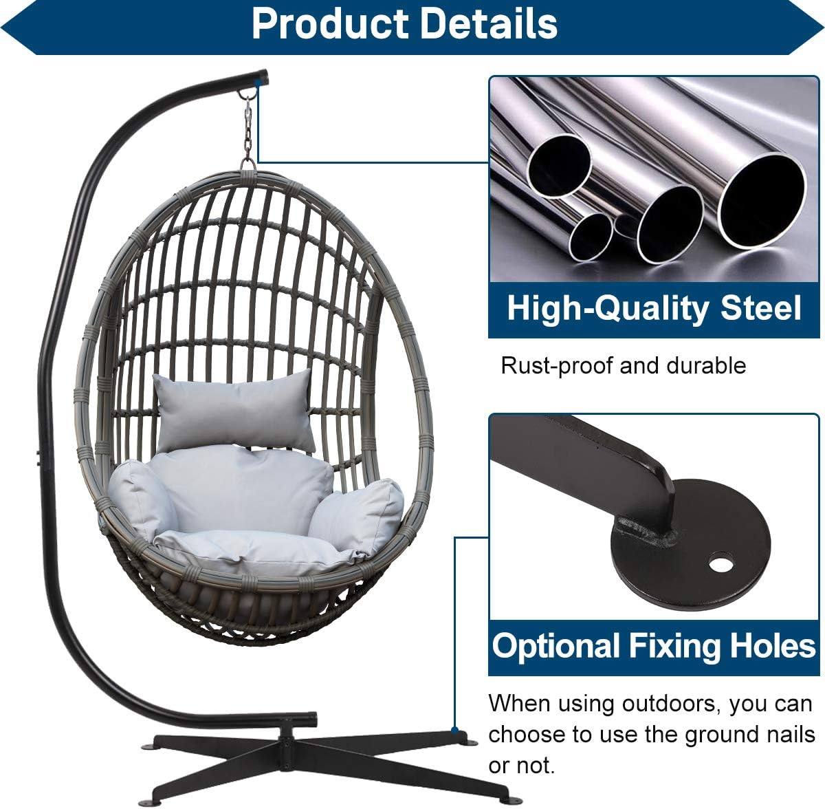 Hammock Chair Rack Portable Heavy Duty Solid Steel Holder Outdoor Indoor Hanging Chair Frame C Mount for Air Porch Swing Chair w/Weatherproof Finish,Offset Base,360 Degree Rotation-10set