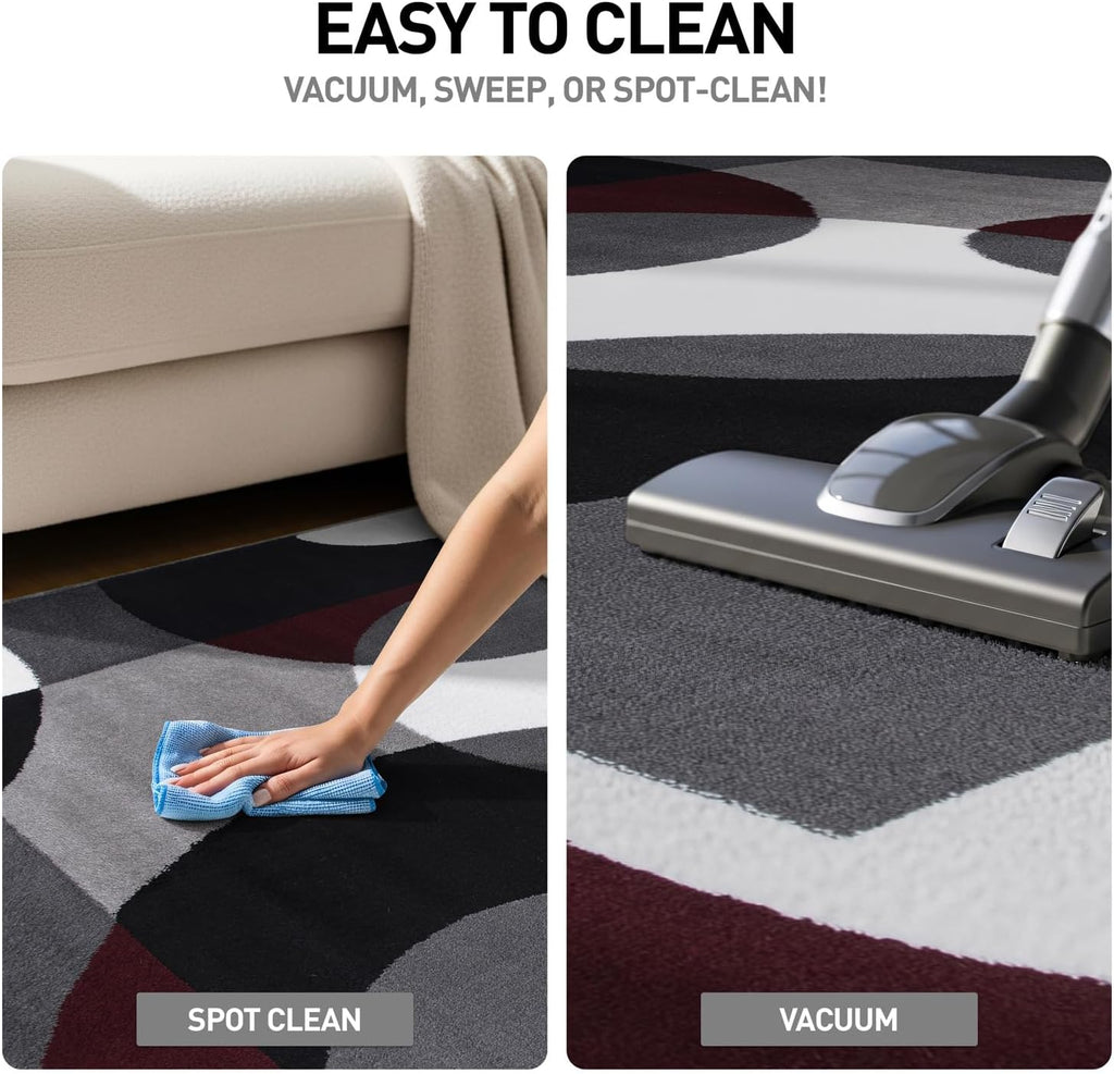 Rugshop Circle Design Contemporary Geometric Area Rug Burgundy 5'3" x 7'3"