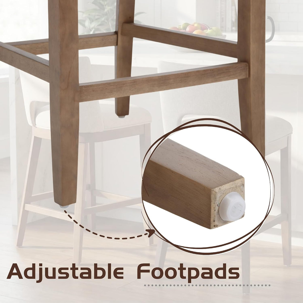 Beige Bar Stools Set of 2, 26" Farmhouse Counter Height Barstools, Linen Upholstered Armless Barstools with Open Back for Kitchen Island/Breakfast Bar/Home Pub
