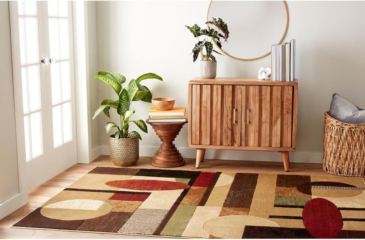 Home Dynamix Tribeca Jasmine Modern Area Rug, Abstract Brown/Green 5'2"x7'2"