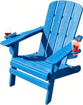 Folding Adirondack Chairs with Cup Holder, Adjustable Reclining Back Chair