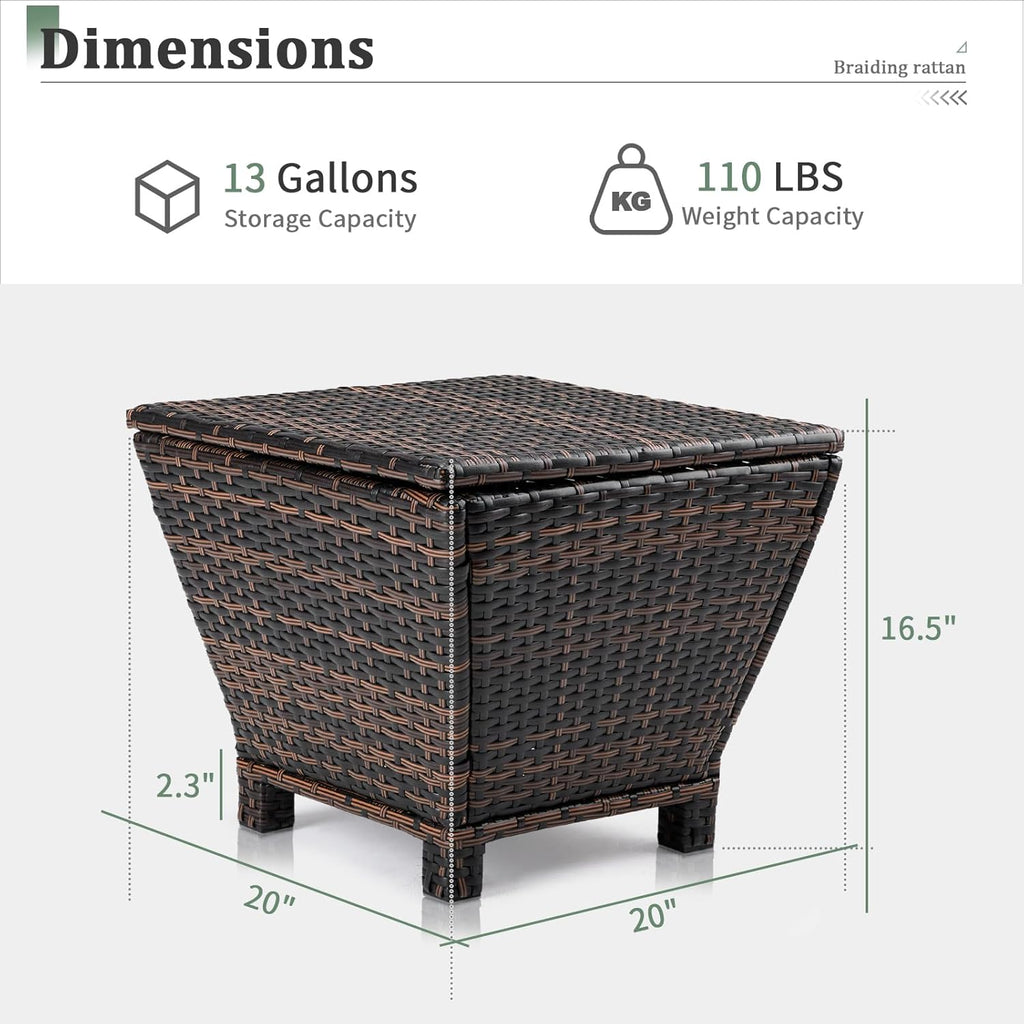 vingli outdoor side table with storage, 13-gallon patio, close-up detail