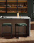VASAGLE Bar Stools Set of 2, Counter Height, PU Leather, 26-Inch